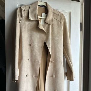 Zara faux suede trench coat